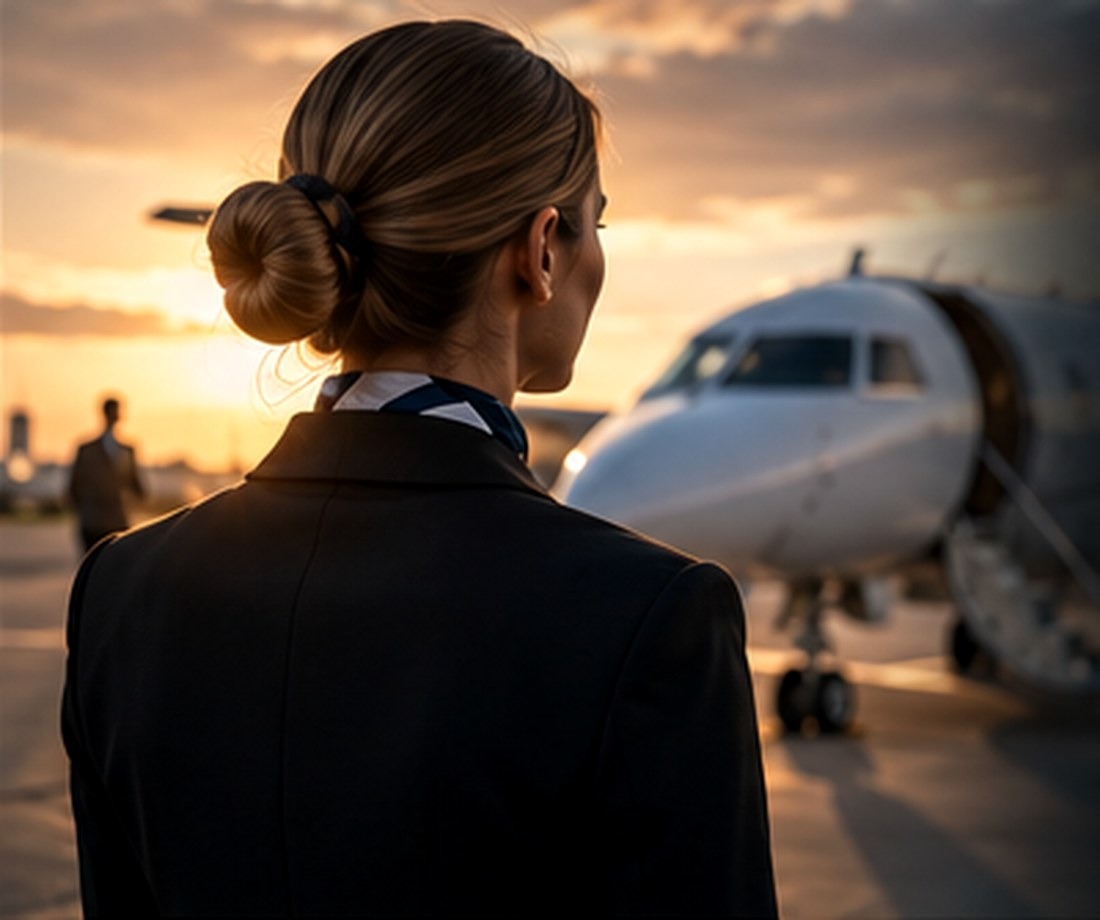 Aviation professional at a business jet